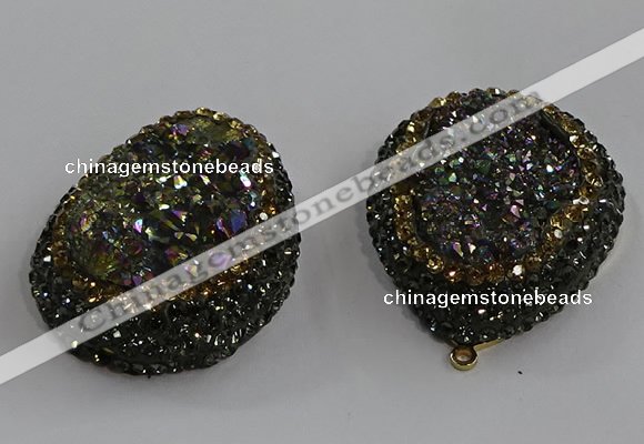 NGP3691 35*45mm teardrop plated druzy agate gemstone pendants