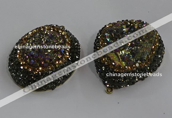 NGP3692 35*45mm freeform plated druzy agate gemstone pendants