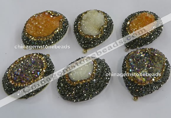 NGP3694 35*45mm freeform plated druzy agate gemstone pendants