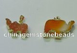 NGP3697 18*30mm - 22*35mm elephant druzy agate gemstone pendants