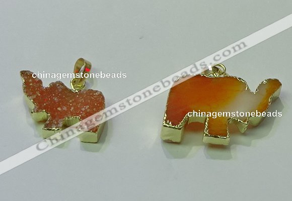 NGP3697 18*30mm - 22*35mm elephant druzy agate gemstone pendants