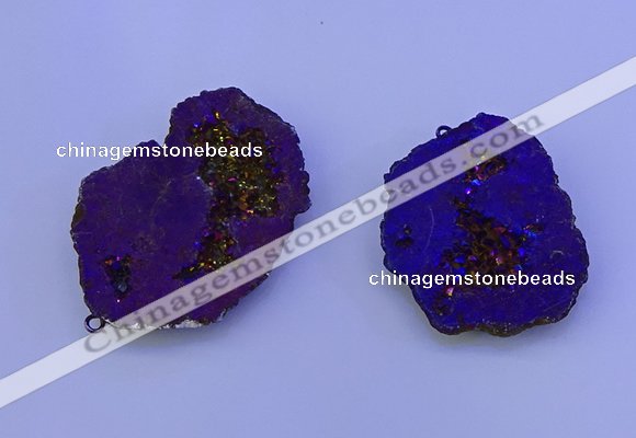 NGP3722 28*35mm - 40*45mm freeform plated druzy agate pendants