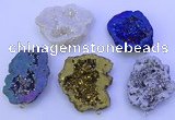 NGP3723 28*35mm - 40*45mm freeform plated druzy agate pendants