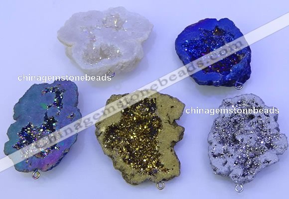 NGP3723 28*35mm - 40*45mm freeform plated druzy agate pendants