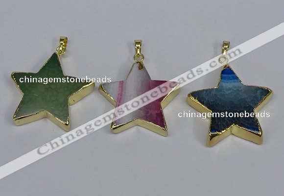 NGP3742 35*35mm star agate gemstone pendants wholesale