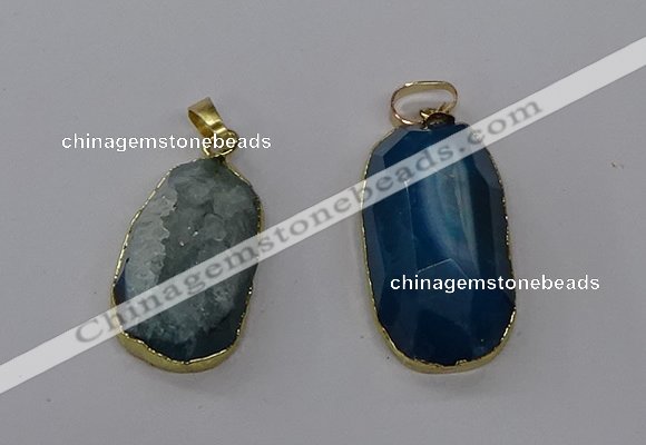 NGP3785 15*30mm - 18*35mm freeform druzy agate pendants