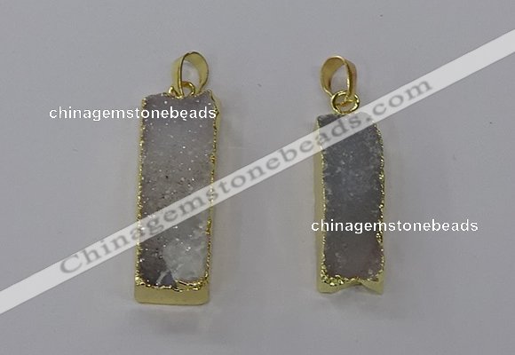 NGP3791 10*30mm - 12*35mm rectangle druzy agate pendants