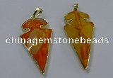 NGP3802 25*50mm - 28*55mm arrowhead agate gemstone pendants