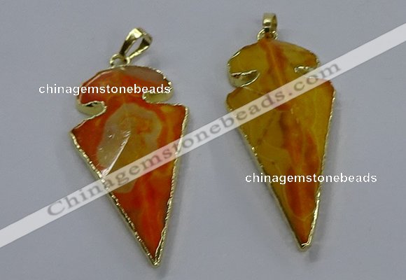 NGP3802 25*50mm - 28*55mm arrowhead agate gemstone pendants