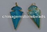 NGP3804 25*50mm - 28*55mm arrowhead agate gemstone pendants