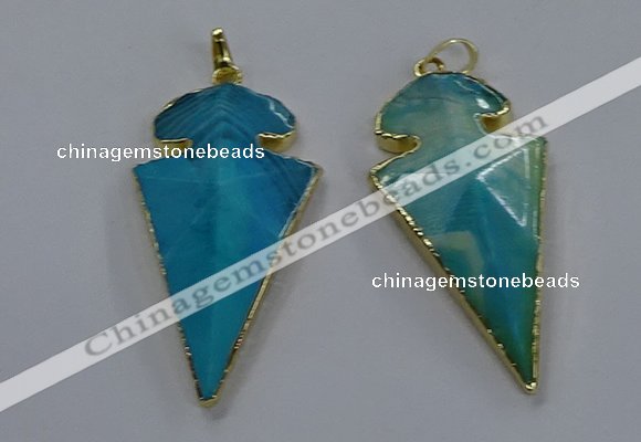 NGP3804 25*50mm - 28*55mm arrowhead agate gemstone pendants