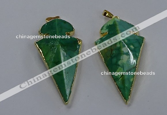 NGP3805 25*50mm - 28*55mm arrowhead agate gemstone pendants