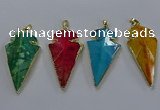 NGP3808 25*50mm - 28*55mm arrowhead agate gemstone pendants