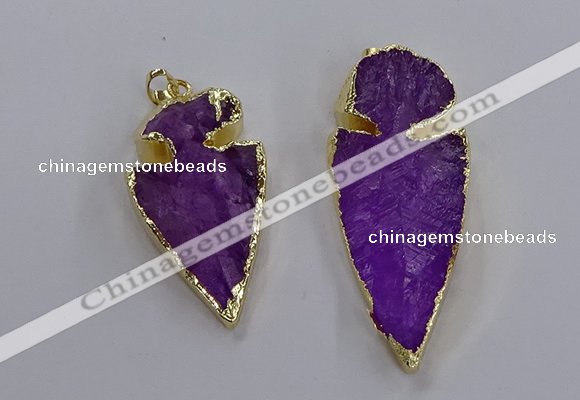 NGP3814 25*45mm - 30*60mm arrowhead dyed white crystal pendants