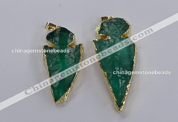 NGP3817 25*45mm - 30*60mm arrowhead dyed white crystal pendants