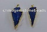 NGP3818 25*45mm - 30*60mm arrowhead dyed white crystal pendants