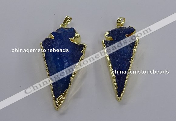 NGP3818 25*45mm - 30*60mm arrowhead dyed white crystal pendants