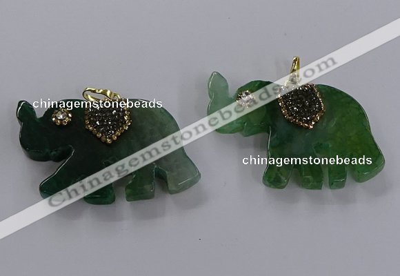 NGP3865 30*45mm - 35*50mm elephant agate pendants wholesale