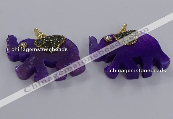 NGP3872 30*45mm - 35*50mm elephant agate gemstone pendants