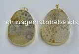 NGP3918 40*55mm freeform fossil coral pendants wholesale