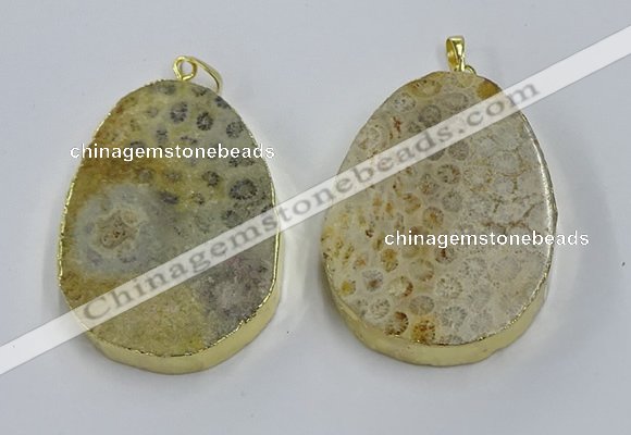 NGP3918 40*55mm freeform fossil coral pendants wholesale