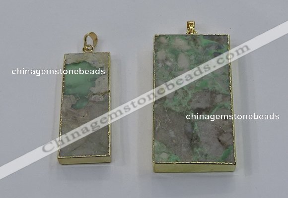 NGP3930 20*45mm - 30*60mm rectangle green gemstone pendants