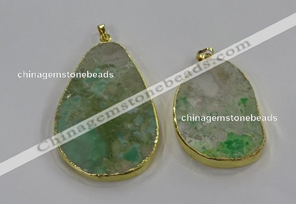 NGP3931 30*45mm - 40*60mm freeform green gemstone pendants