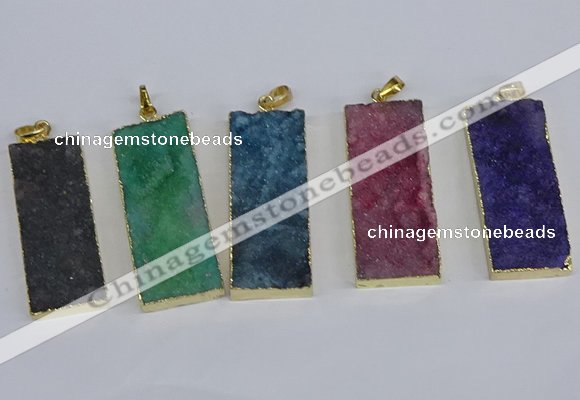 NGP3960 20*50mm - 25*45mm rectangle druzy agate gemstone pendants