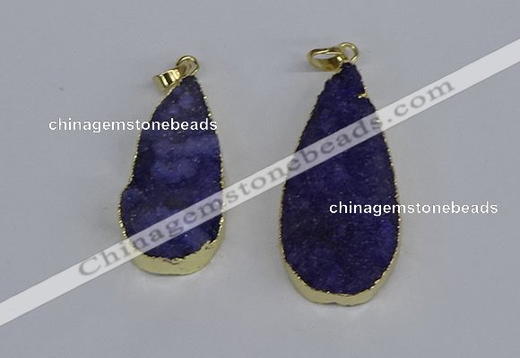 NGP3974 20*40mm - 25*50mm flat teardrop druzy agate pendants