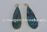 NGP3976 20*40mm - 25*50mm flat teardrop druzy agate pendants