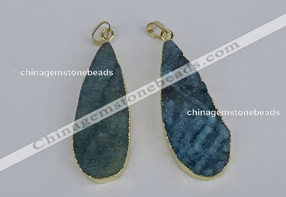 NGP3976 20*40mm - 25*50mm flat teardrop druzy agate pendants