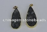 NGP3979 20*40mm - 25*50mm flat teardrop druzy agate pendants