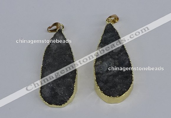 NGP3979 20*40mm - 25*50mm flat teardrop druzy agate pendants