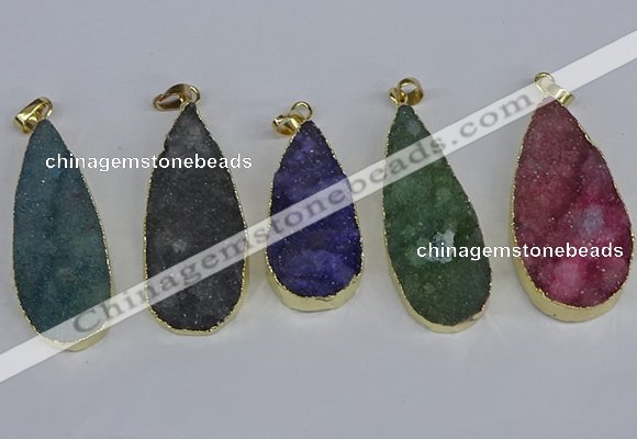 NGP3980 20*40mm - 25*50mm flat teardrop druzy agate pendants