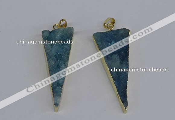 NGP3986 20*48mm - 25*50mm triangle druzy agate pendants wholesale