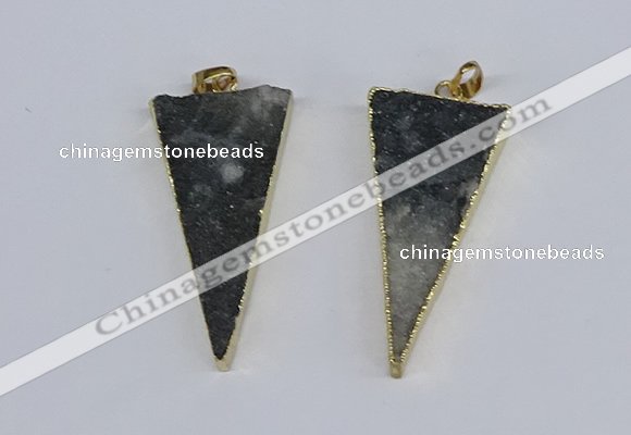 NGP3989 20*48mm - 25*50mm triangle druzy agate pendants wholesale