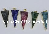 NGP3990 20*48mm - 25*50mm triangle druzy agate pendants wholesale