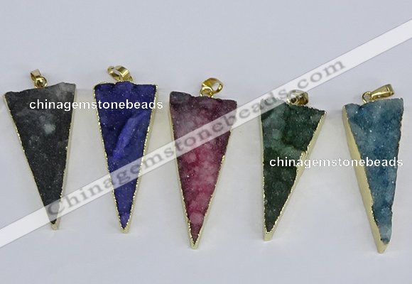 NGP3990 20*48mm - 25*50mm triangle druzy agate pendants wholesale