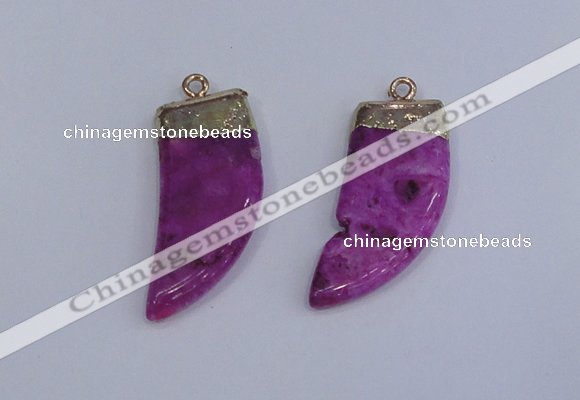 NGP4003 15*30mm - 16*35mm horn druzy quartz gemstone pendants