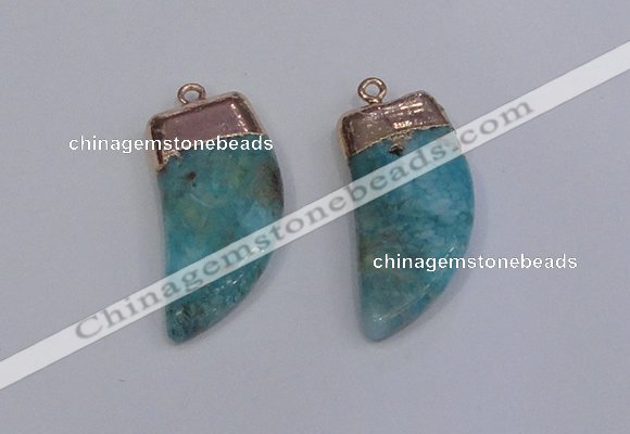 NGP4004 15*30mm - 16*35mm horn druzy quartz gemstone pendants