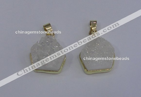 NGP4008 15*16mm freeform druzy quartz gemstone pendants