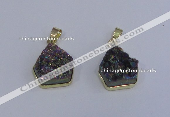 NGP4009 15*16mm freeform druzy quartz gemstone pendants