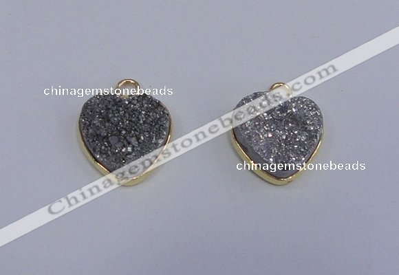 NGP4015 15*15mm heart druzy quartz gemstone pendants