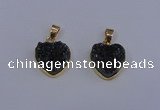 NGP4016 15*15mm heart druzy quartz gemstone pendants