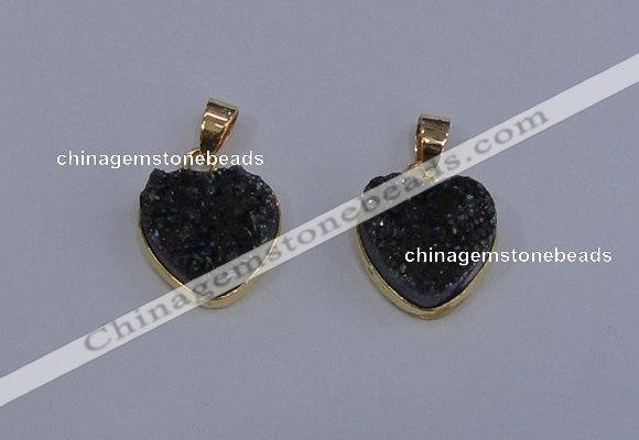 NGP4016 15*15mm heart druzy quartz gemstone pendants