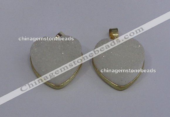 NGP4021 20*20mm heart druzy quartz gemstone pendants