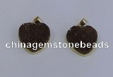 NGP4022 20*20mm heart druzy quartz gemstone pendants