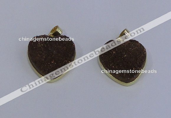 NGP4022 20*20mm heart druzy quartz gemstone pendants