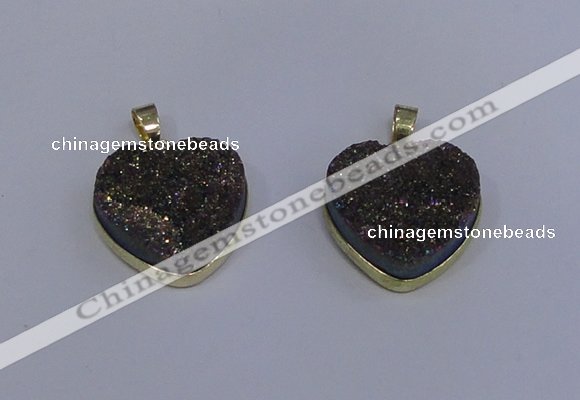 NGP4023 20*20mm heart druzy quartz gemstone pendants