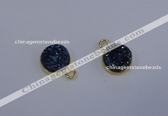 NGP4035 10mm coin druzy quartz gemstone pendants wholesale